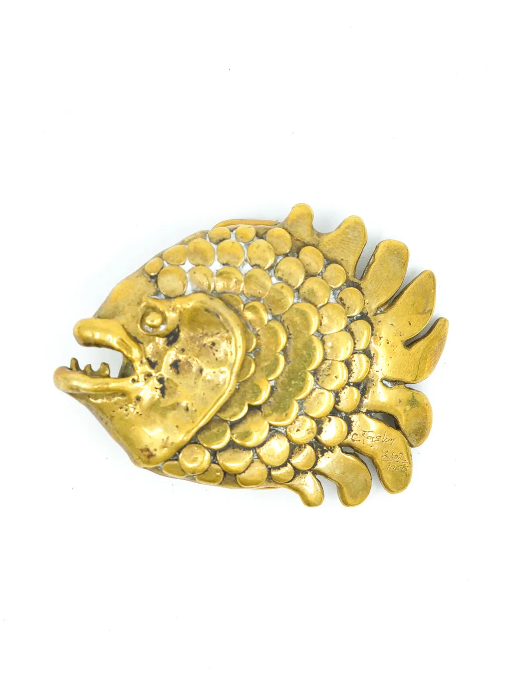 Carl Tasha Brass Fish Belt Buckle