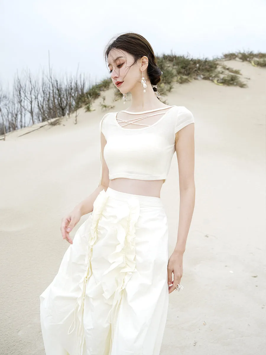 Cropped Asymmetry Nichi Tight Cutsew