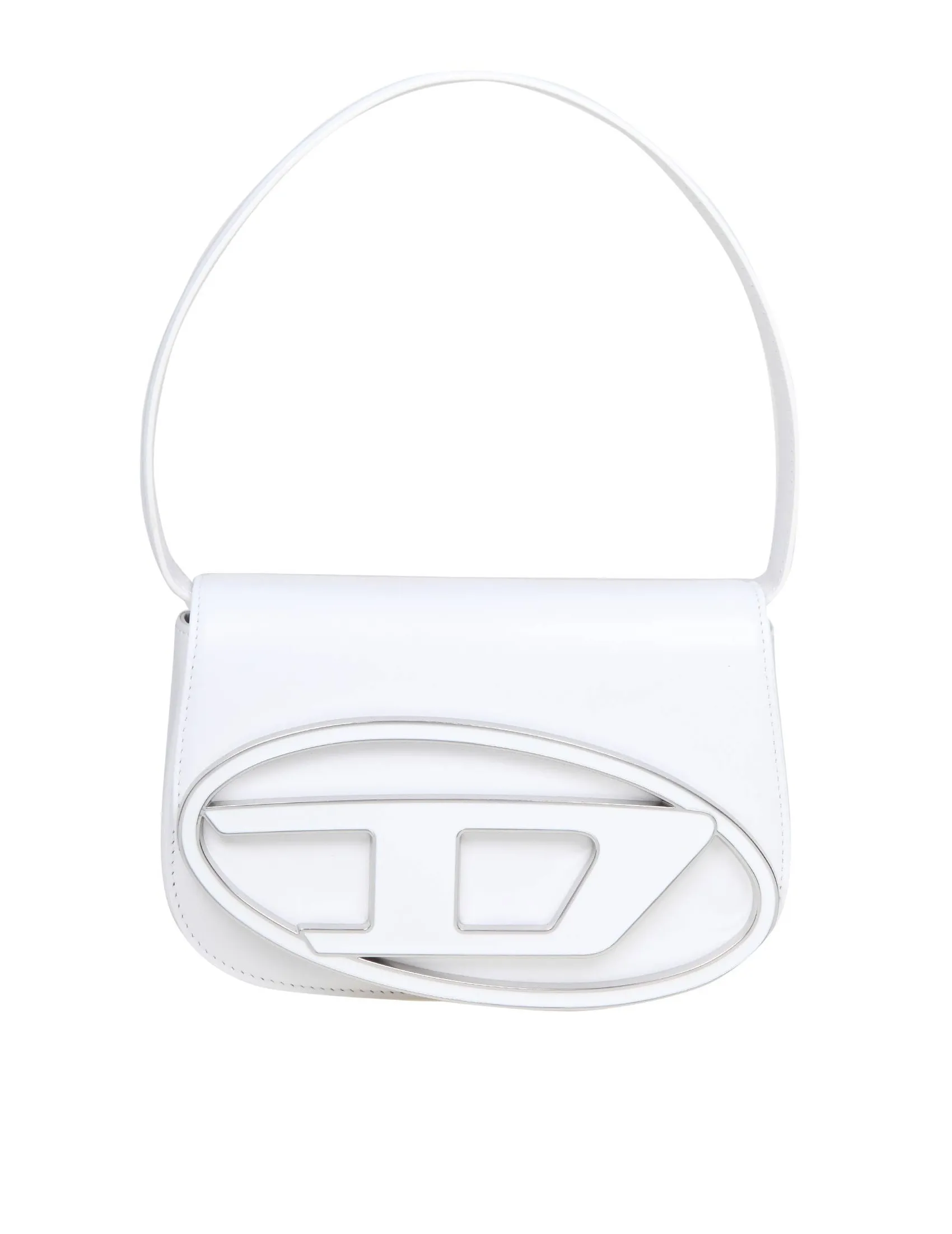 DIESEL 1DR SHOULDER BAG IN WHITE LEATHER