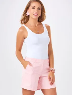 Embroidered Pink Palm Shorts