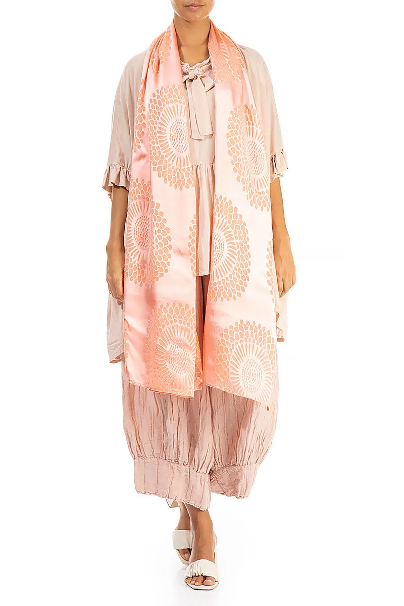 Floral Coral Silk Scarf