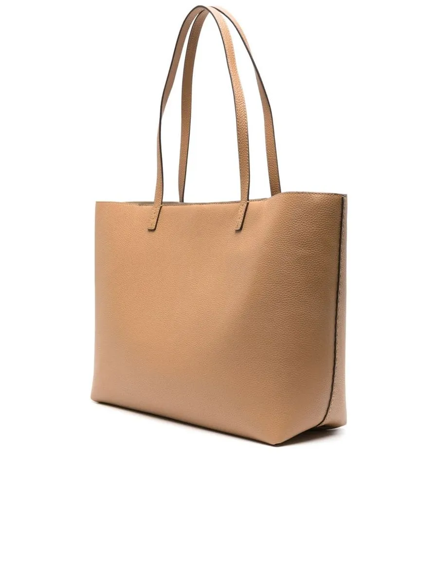 Grained Texture Shoulder Bag With Double T Motif