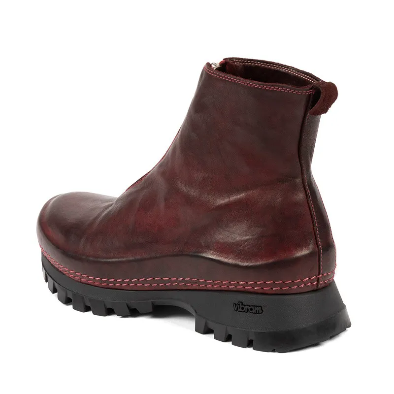 Guidi Lug Sole Front Zip Ankle Boot