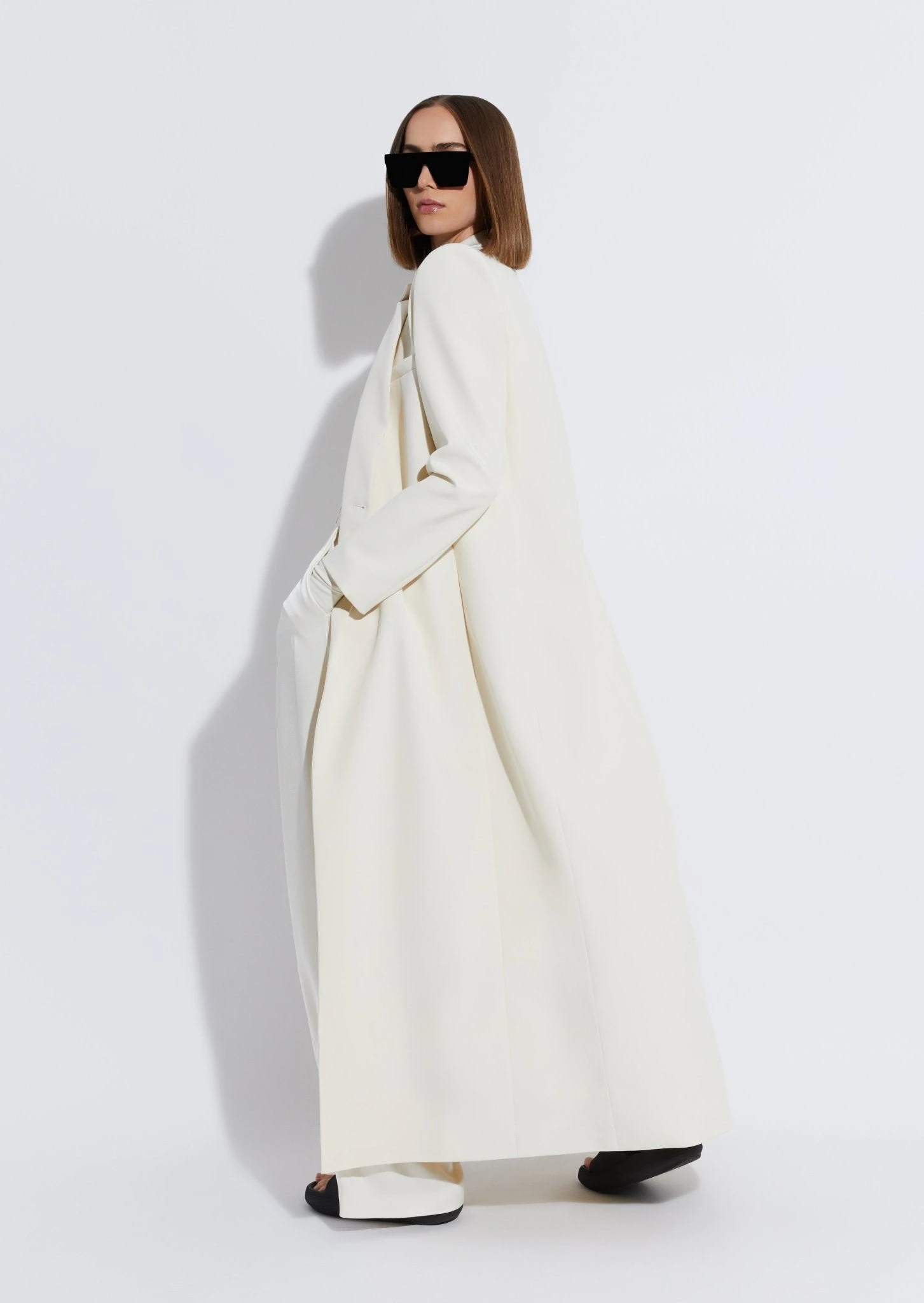 --Matte Crepe Elongated Coat-