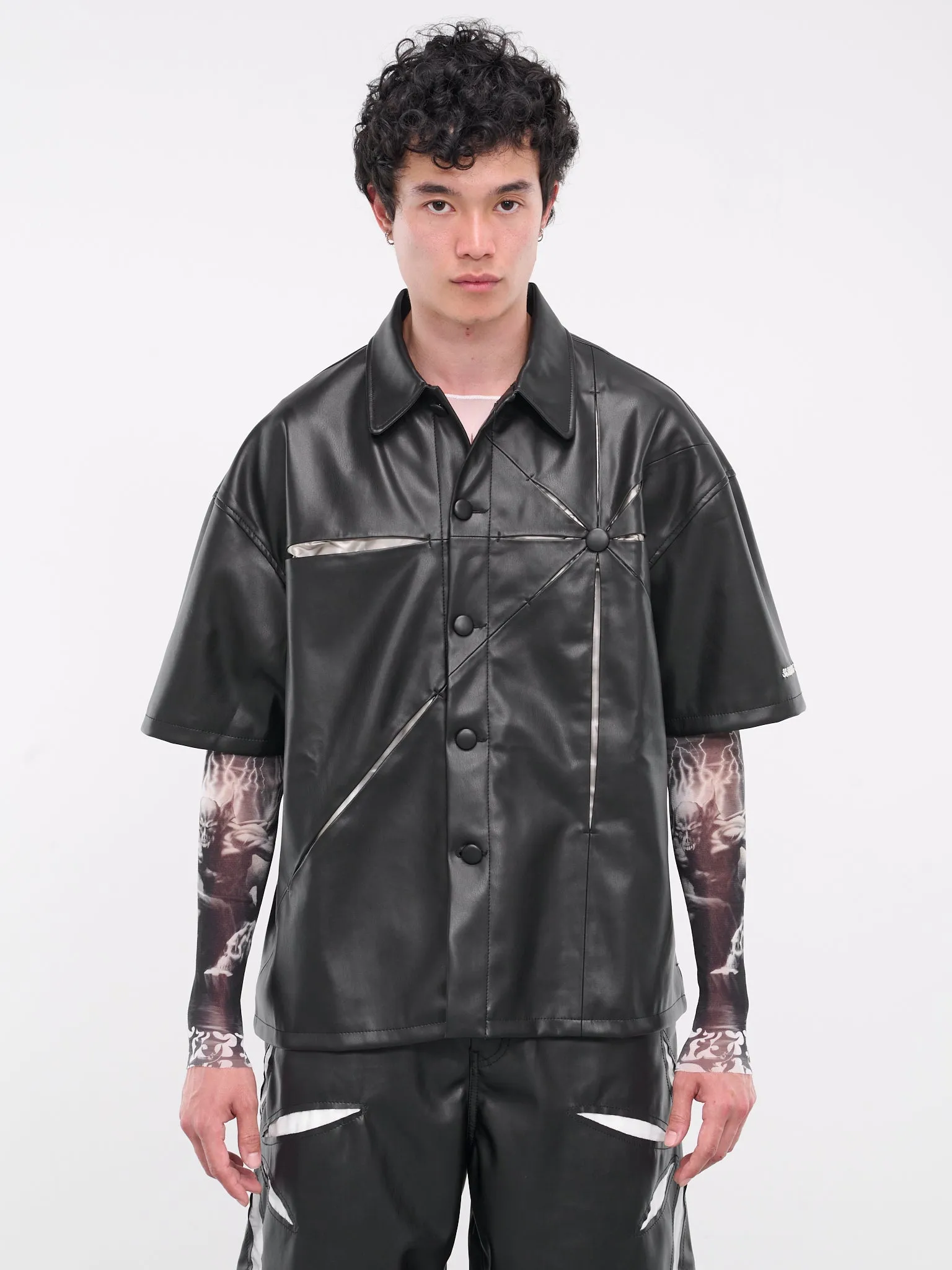 Origami Shirt (KU4SMS03AP-T1665-BLACK-WHITE)