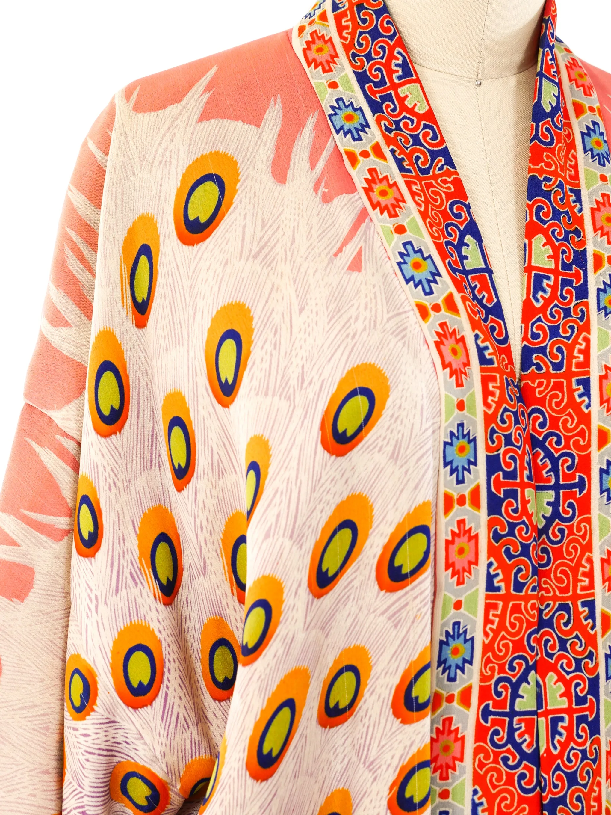 Peacock Printed Silk Robe