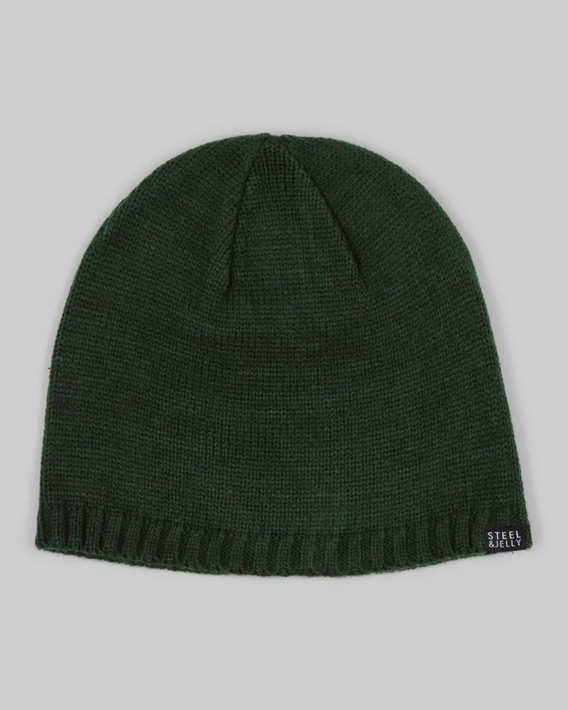 Plain Bottle Green Knitted Beanie Hat
