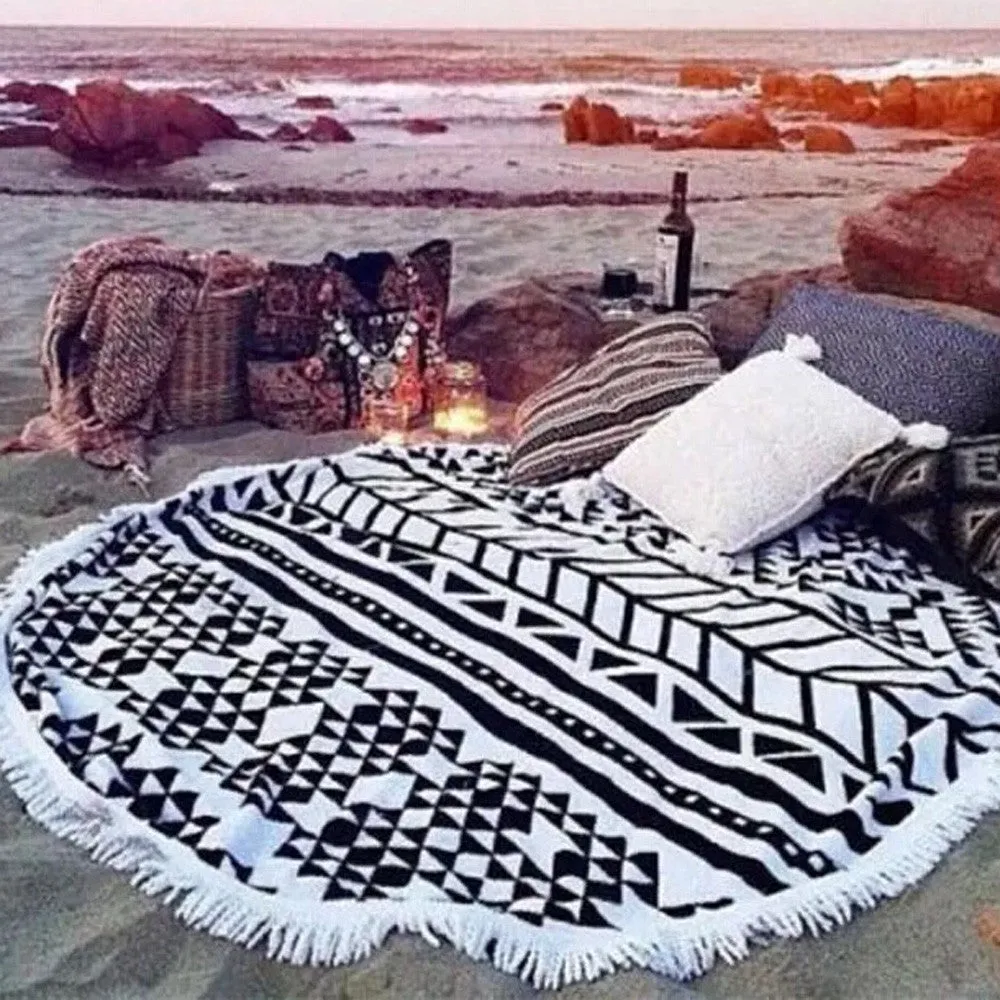 Round Design Hippie Scarf Women Beach Cover Up Scarf Boho Girls Wrap Cachecol
