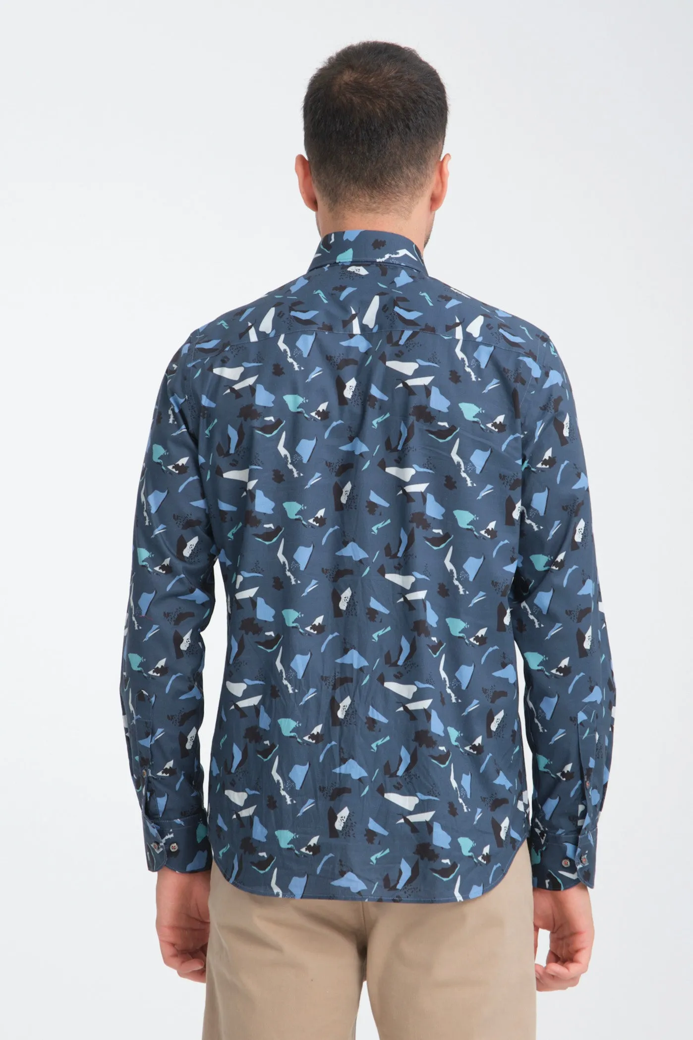 Sport Poplin Stretch Man Shirt Blue Grey
