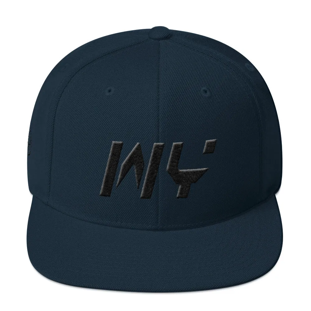 Wyoming - Flat Brim Hat - Black Embroidery - WY - Many Hat Color Options Available